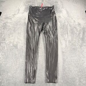 Spanx Womens Faux Leather Leggings Black High Waist Shaping XL TG Full Length